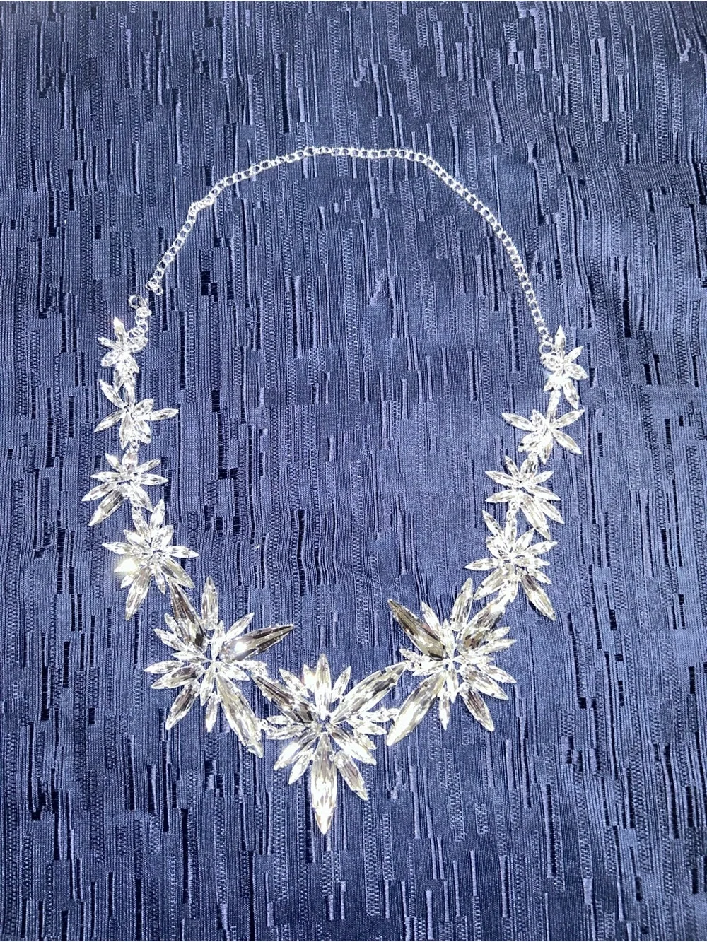 Elegant Crystal Floral Statement Necklace - Clear